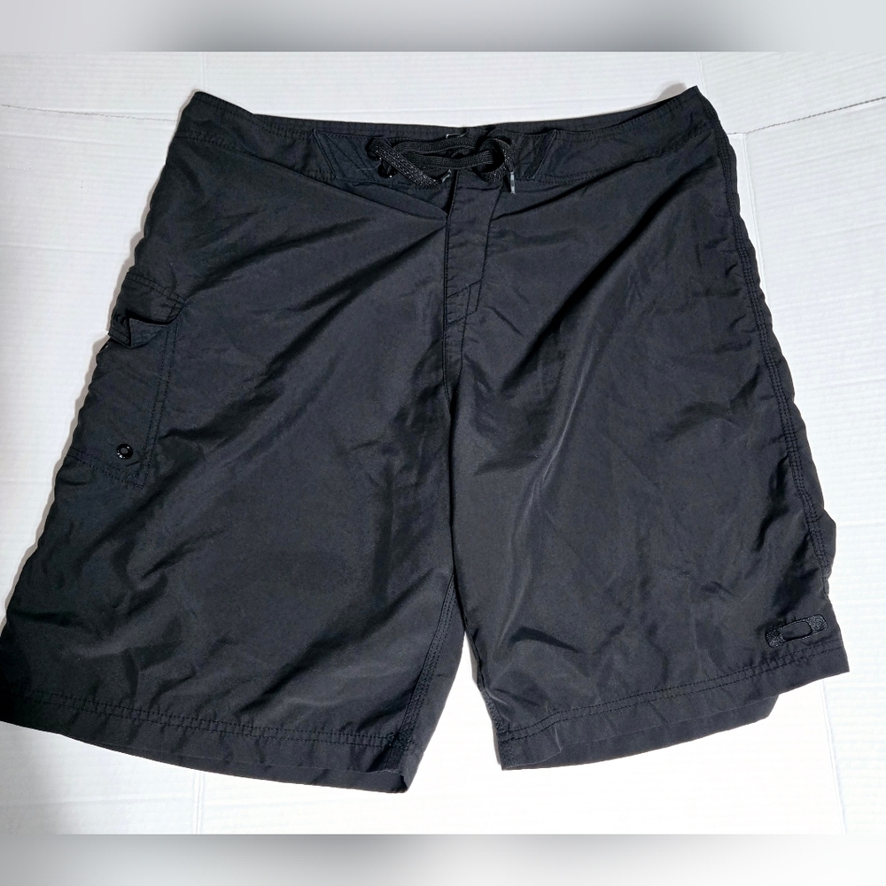Black Oakley Board Shorts Size 38 Lace Up Front Side Pocket